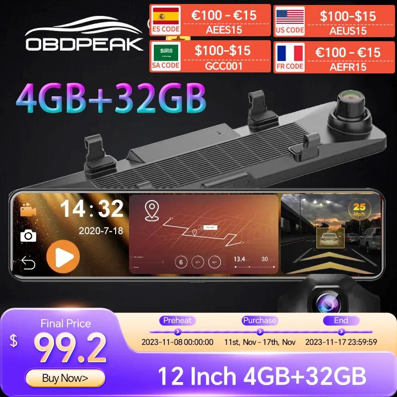 OBDPEAK D90 4GB + 32GB ڵ DVR ī޶ ȵ̵ 8.1 Ʈ ̷ 12 1080P ̺  ڵ ڴ   ķ